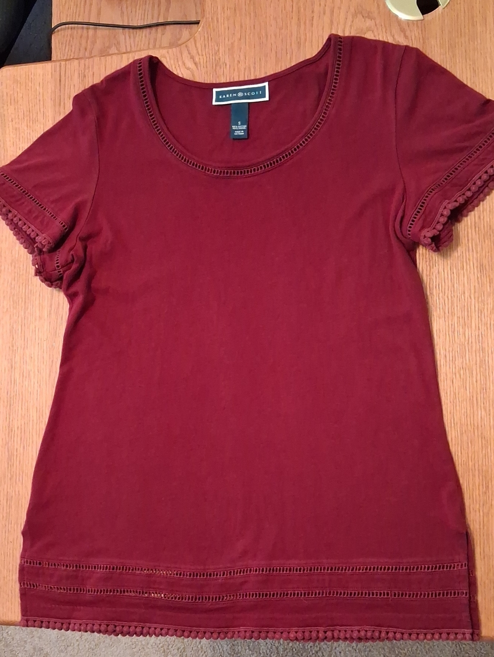 Karen Scott Burgundy Crewneck Top